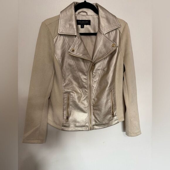 Marc New York Jackets & Blazers - Marc New York Women's Metallic and Cream Leather Jacket